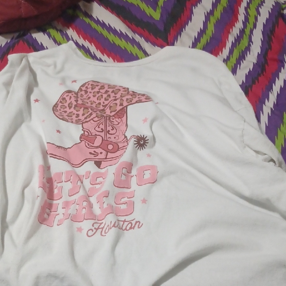 Let's Go Girls White and Pink Kids Shirt